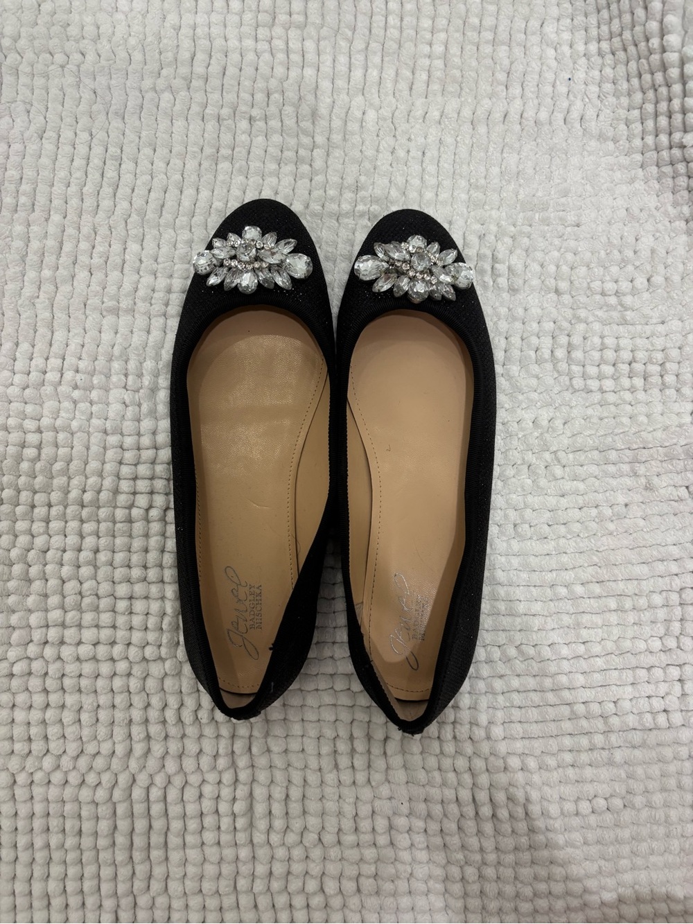Badgley Mischka Black Jeweled Ballet Flats
